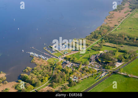 Vista aerea di olgahafen sul lago di Dümmer, dümmerlohhausen, distretto di Diepholz, Bassa Sassonia, Germania Foto Stock