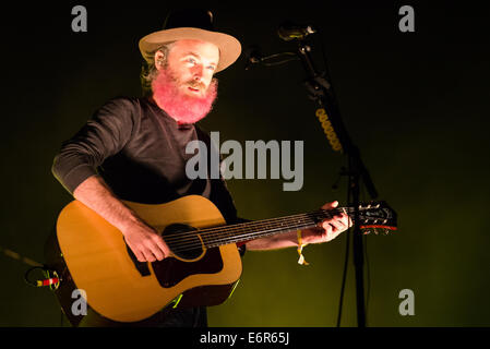 Rosa barbuto cantante e chitarrista del ritmo Fran Healy di Travis, Bazant Pohoda festival, Trencin, Slovacchia, luglio 11, 2014 Foto Stock