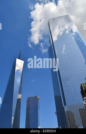 World Trade Center Towers uno, sette e quattro a Ground Zero a Manhattan. Foto Stock