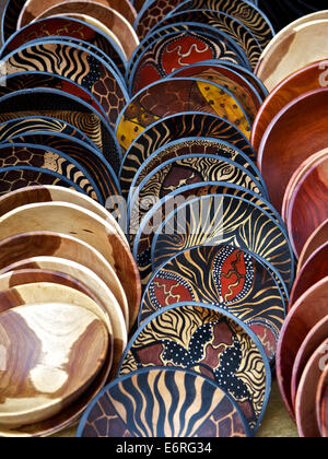 Legno verniciato bocce in righe in Sud Africa Foto Stock