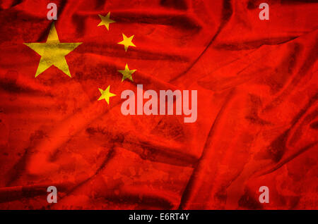 Cina grunge flag su un telo di seta Foto Stock