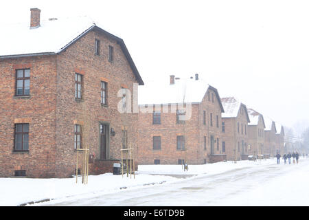 Caserma residenziale presso il Memoriale di Auschwitz-Birkenau all'olocausto perpetrato dalla Germania nazista Foto Stock