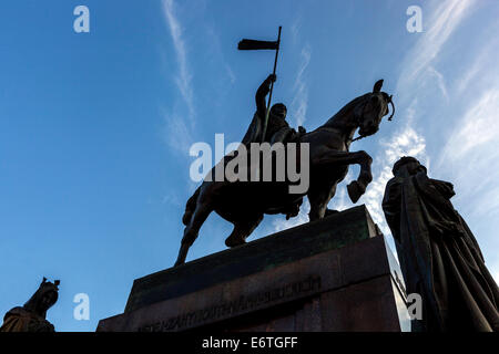 Scultura equestre di San Venceslao a cavallo, Piazza Venceslao, Praga Ceca Foto Stock