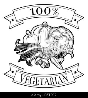 100 percento del cibo vegetariano icona della verdura in un stile timbro Foto Stock