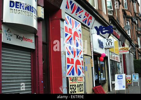 Glasgow, Scotland, Regno Unito. 31 Agosto, 2014. Conflitto di propaganda per Sì e No per le strade di Glasgow nella campagna referendaria. Credito: Tony Clerkson/Alamy Live News Foto Stock