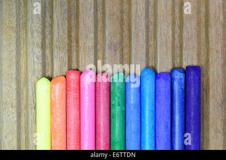 Colorate le matite in cera close up, macro Foto Stock