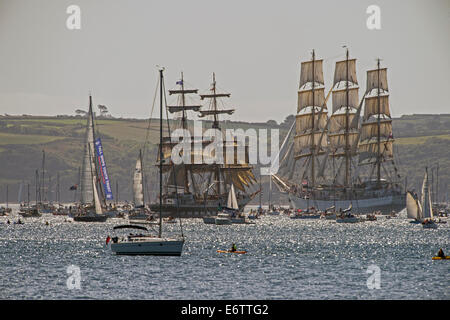 Falmouth Tall Ships 2014 'Parade di Vela " Foto Stock