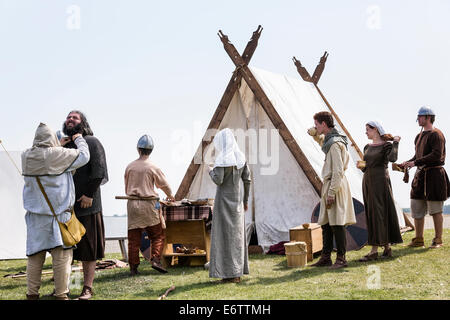 Viking Village presso il Festival islandese di Manitoba, Gimli, Manitoba, Canada Foto Stock