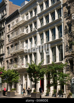 Facciate di edifici, cosìHo-Cast ferro quartiere storico, NYC Foto Stock