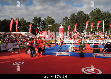 La Vichy a lunga distanza gara di triathlon (Allier-France ). Triathlon longue distanza de tipo ironman (Allier-France ) Foto Stock