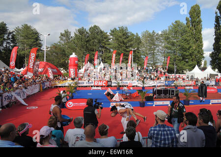 La Vichy a lunga distanza gara di triathlon (Allier-France ). Triathlon longue distanza de tipo ironman (Allier-France ) Foto Stock