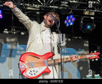 Jersey, Isole del Canale, UK. Il 31 agosto, 2014. Jersey Live Festival Trinità nelle isole del Canale.Il Klaxons eseguendo in Jersey Live Festival Credito: charlie bryan/Alamy Live News Foto Stock