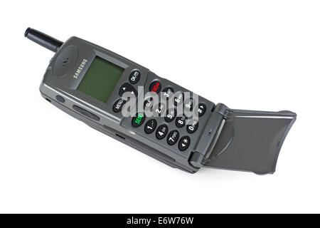 Vecchio cellulare, vecchio cellulare, Samsung modello anno 1999 Foto Stock
