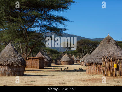 Villaggio Tradizionale nella tribù Borana, Ola Alakadjilo, Etiopia Foto Stock