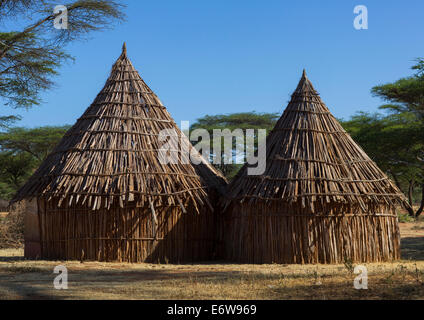 Villaggio Tradizionale nella tribù Borana, Ola Alakadjilo, Etiopia Foto Stock