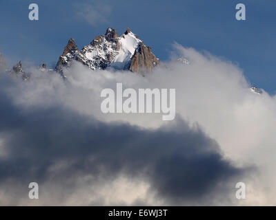 Aiguille du plan, Dent du coccodrillo, Dent du Caimano da Le Charlanon, tour di Mont Blanc, Francia Foto Stock