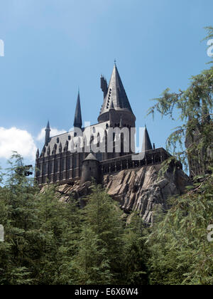 Il castello di Hogwarts presso l'isola della scoperta del Parco a Tema di Orlando in Florida Foto Stock