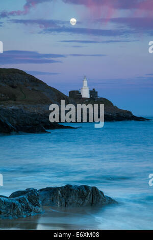 Mumbles Lighthouse, bracciale Bay, Gower, Swansea Foto Stock