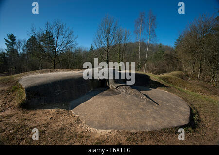 Verdun WW1 sito sul campo di battaglia di Verdun-sur-Meuse,Pamart Mitragliatrice sito, Francia. Marzo 2014 Pamart Machine Gun emplacement costruito b Foto Stock