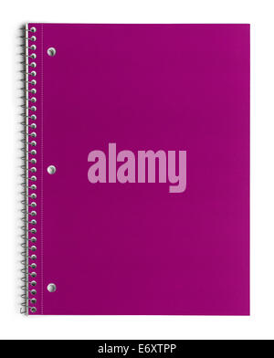 Scuola di rosa carta linea di notebook a spirale isolato su sfondo bianco. Foto Stock