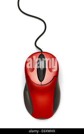 Il mouse del computer con il cavo isolato su sfondo bianco. Foto Stock