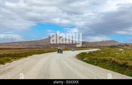 Safari 4X4 nelle isole Falkland. Da Port Stanley a nord stagno su East Falkland. Foto Stock