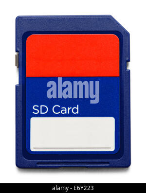 Computer memory card rosso bianco e blu con copia spazio isolato. Foto Stock