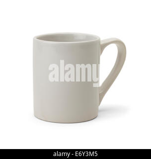 Tazza bianca con copia spazio isolato su sfondo bianco. Foto Stock