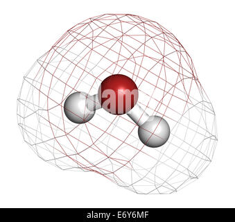 Acqua (H2O) molecola. Gli atomi sono rappresentati come sfere con i  tradizionali colori: idrogeno (bianco), Ossigeno (rosso Foto stock - Alamy