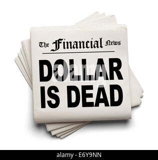 Finanziari Carta nuova con il dollaro morti Headline isolati su sfondo bianco. Foto Stock