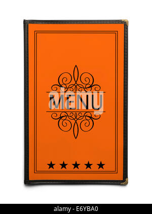 Generico arancione ristorante con menu a cinque stelle isolati su sfondo bianco. Foto Stock