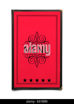 Red Generic ristorante con menu a cinque stelle isolati su sfondo bianco. Foto Stock