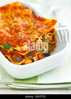 Vegetali di pollo e lasagne Foto Stock