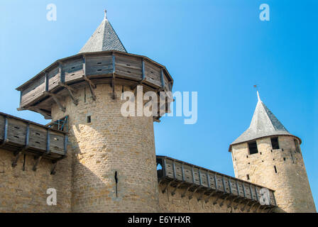 Il castello di Carcassonne torri Foto Stock