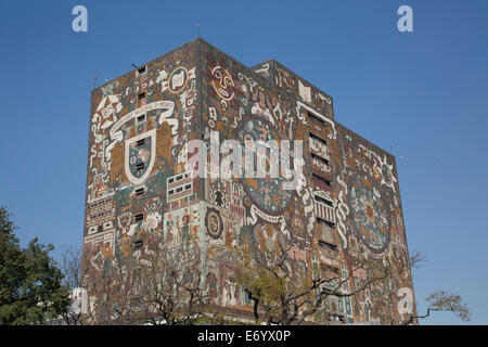 Messico, Città del Messico, Università Nazionale Autonoma del Messico, Central Library, piastrelle in affresco di Juan Gorman Foto Stock