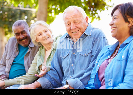 Gruppo esterno ritratto di amici Senior Foto Stock