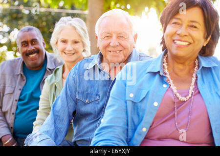 Gruppo esterno ritratto di amici Senior Foto Stock