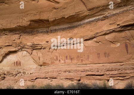 Stati Uniti d'America, il Parco Nazionale di Canyonlands, Horseshoe Canyon, Grande Galleria il pittogramma pannello, barriera stile Canyon Foto Stock