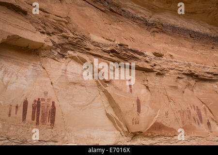 Stati Uniti d'America, il Parco Nazionale di Canyonlands, Horseshoe Canyon, Grande Galleria il pittogramma pannello, barriera stile Canyon Foto Stock