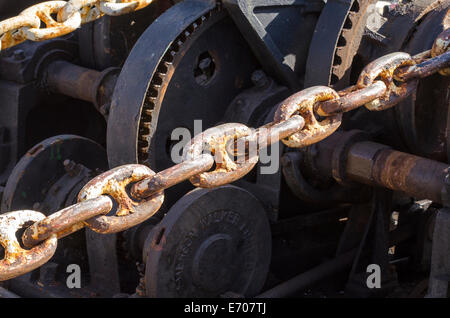 Catena di ancoraggio e verricello Foto Stock