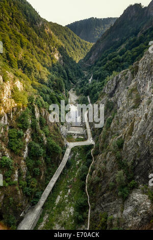 Si può facilmente raggiungere il Lago di Vidraru seguendo la Transfagarasan Rode. Vidraru Lago ha un'aria di 893 ettari ed è 155 m Foto Stock