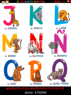 Cartoon Alfabeto Spagnolo Con Animali Foto Stock Alamy