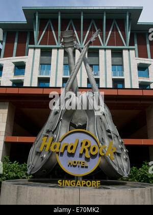 Ingresso al Hard Rock Hotel a Sentosa island in Singapore Foto Stock