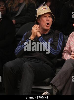 Venerdì 28 Febbraio, 2014; celebrità presso i Lakers gioco. I Los Angeles Lakers sconfitti i Sacramento Kings mediante il punteggio finale di 126-122 a Staples Center in downtown Los Angeles, CA. Dotato di: Will Ferrell dove: Los Angeles, California, Regno Stat Foto Stock
