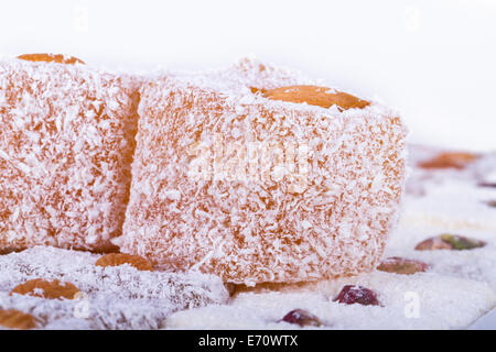 Vista ravvicinata del Turco dolci delizie. Foto Stock