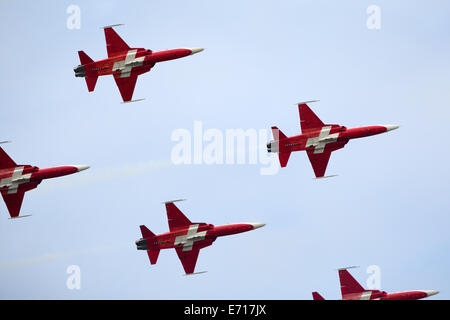 Payerne, Svizzera, 30 Agosto, 2014. Patrouille Suisse presso la Air Show all'aria14 sabato 30 agosto Foto Stock