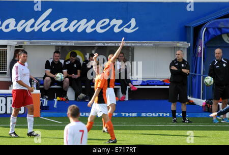 Il sud della Scozia League Heston Rovers 0 Wigtown e Bladnock 1 Palmerston Park Dumfries Sabato 30 Agosto 2014 Foto Stock