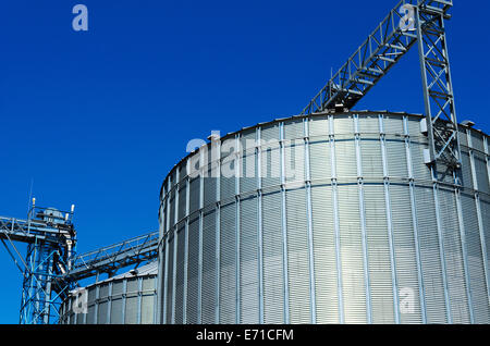 Silos di stoccaggio per i prodotti agricoli (cereali) prodotti Foto Stock