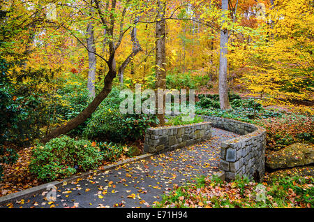 Caduta trail presso i Giardini Botanici di Atene, Georgia, Stati Uniti d'America. Foto Stock