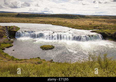 Faxi cascata, noto anche come Fossin Faxi e Vatnsleysufoss sul fiume Tungufljot, vicino a Reykjavik, Islanda Foto Stock